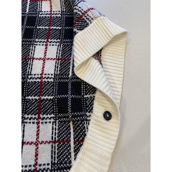 Talbots Poncho Sweater Womens Large Plaid Cape Knit Academia Travel Quiet Luxury - Picture 5 of 6